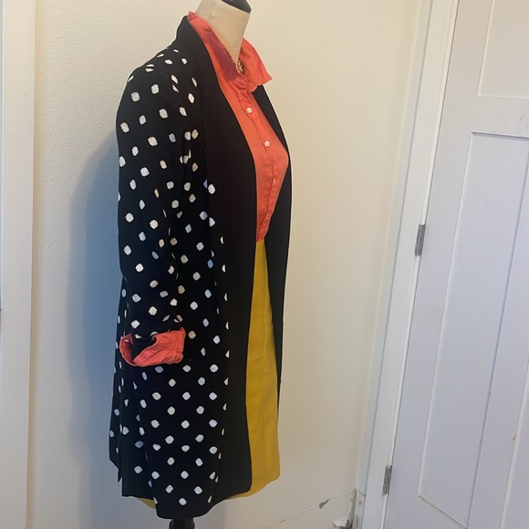 Isaac Mizrahi Live! B/W polka dot open front cardigan size S - Picture 2 of 8